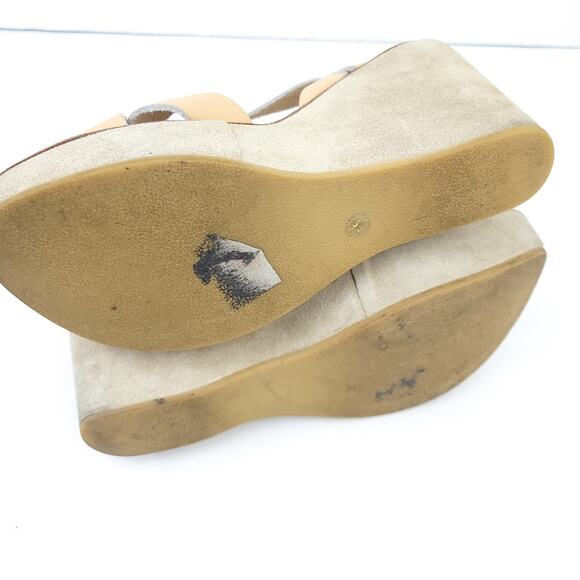 Manufacture d'Essai Wedge Platform Sandals Leather Suede Beige Neutral 39 (US 9) - Picture 6 of 8